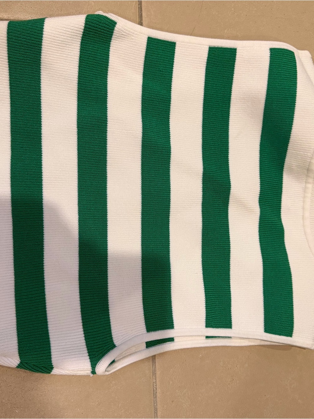 Aritzia Babaton Green and White Striped Cropped Tank - Picture 2 of 2